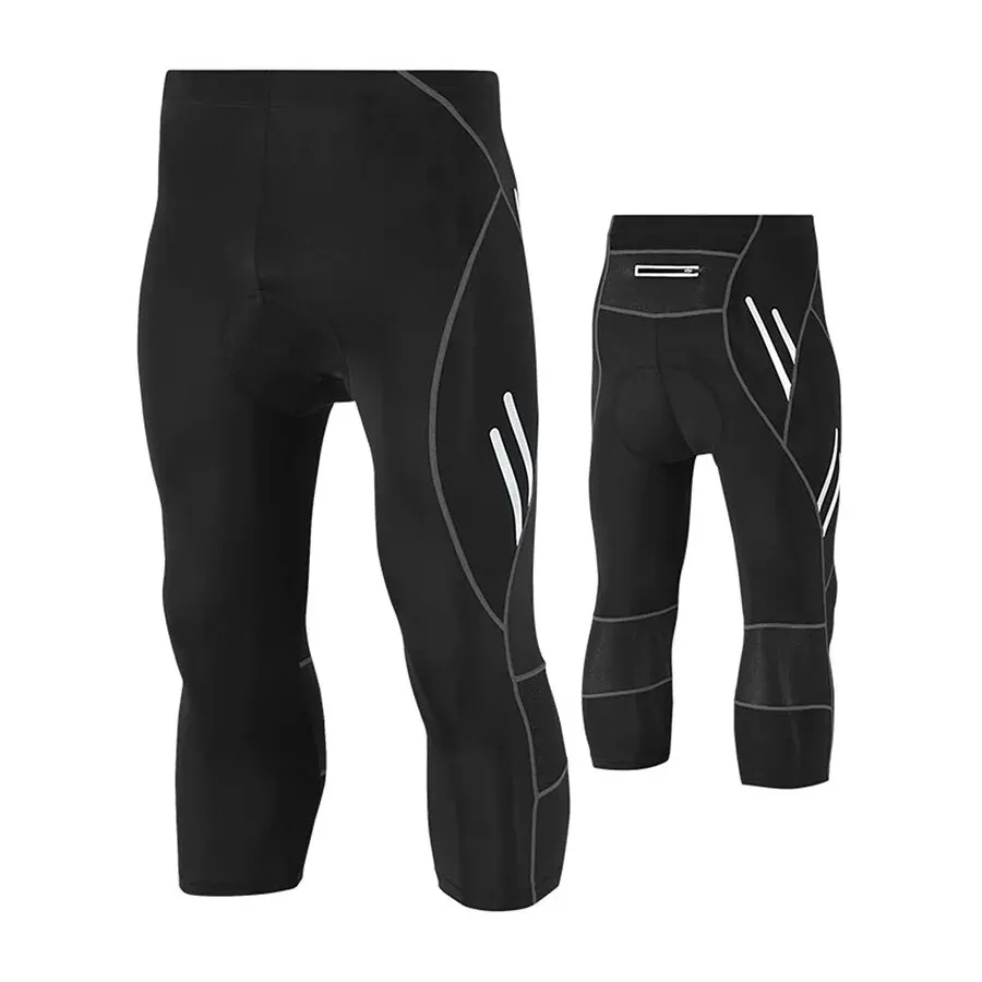 Men Cycling Cropped Pants Moisture Wicking Breathable Gel Padded Bike Active Wear Sweatpants