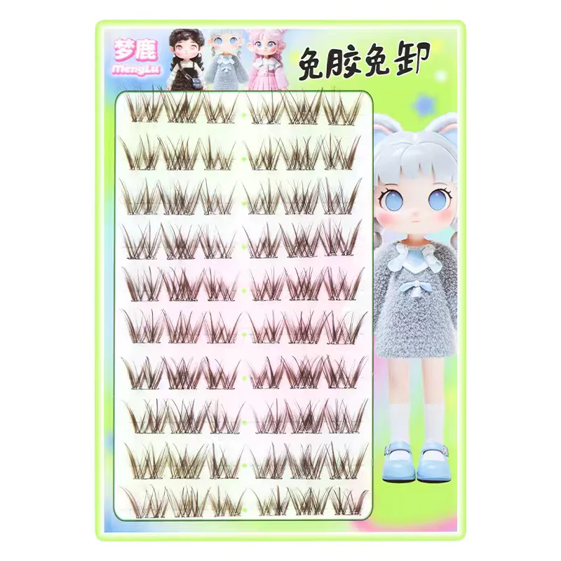 Natürliche braune Wimpern mit großem Fassungsvermögen, schwarz, selbstklebende Wimpernpinzette, flauschige Manga-Wimpern, natürlicher Look, anfängerfreundlich