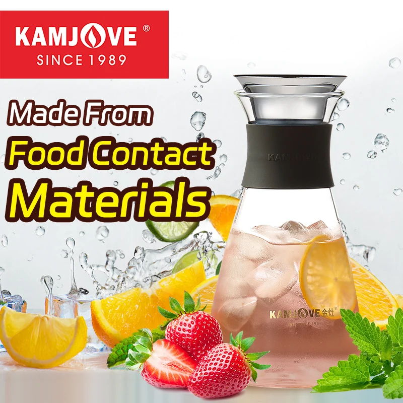 

KAMJOVE Heat-Resistant Glass Cold Water Pot 1.2L Water Bottle Large capacity Water Jug Restaurant Home Juice Tea Milk Kettle