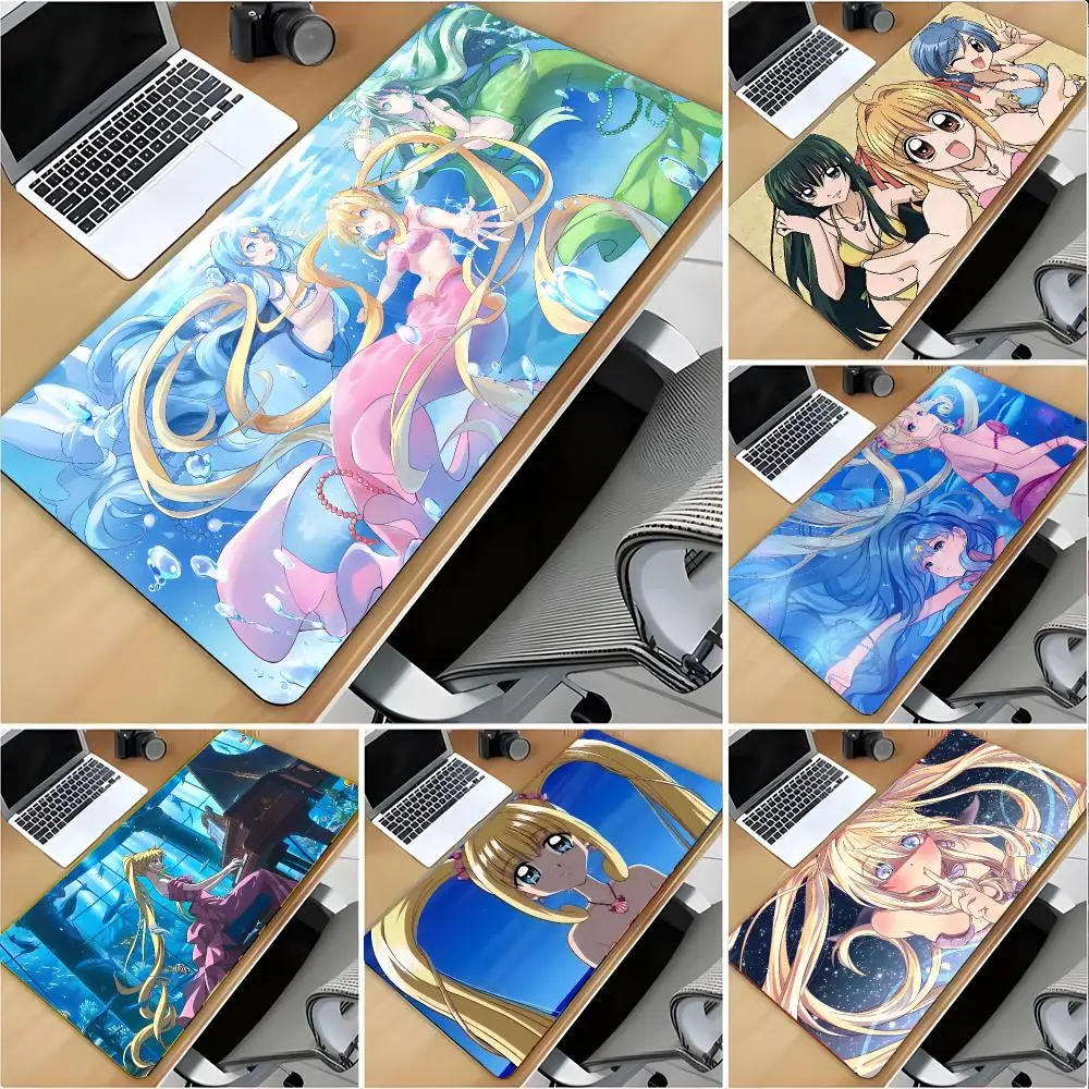 Anime Series Mermaid Melody Pichi  Mouse Pad Large Mouse Pad Desk Mat Non‑Slip Gaming Board Game Mat with Stitched Edges
