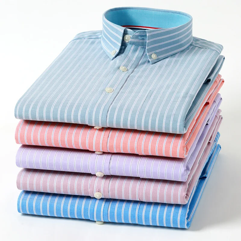 

New colors added in 2023. Washed cotton oxford shirts. Men's long-sleeved striped shirts. Fashionable button-down work shirts