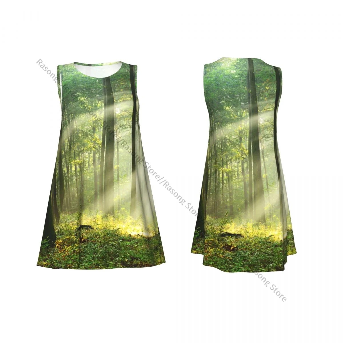 ชุดสตรีป่าแสงแดดภูมิทัศน์ฤดูร้อน Casual T เสื้อชายหาด COVER UP ชุดถัง