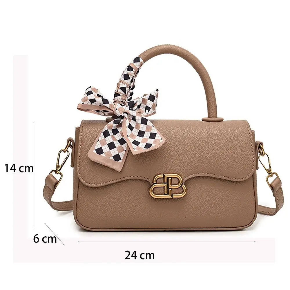 Bolsa de ombro única à prova de arranhões de couro PU para mulheres, lenço de seda, bolsa crossbody resistente, bolsas elegantes