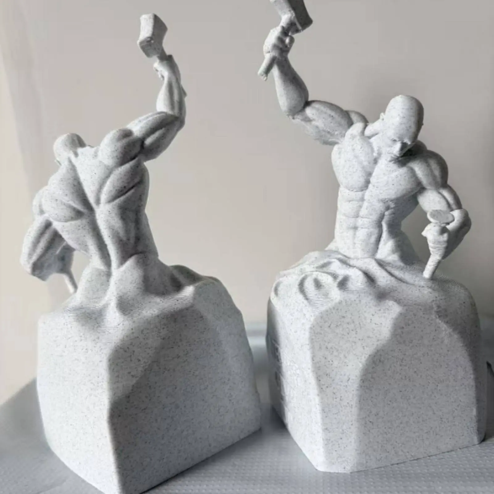 2 Pieces Muscular Male Figurine Sculptural Decorative Figurine Home Decor Matte Statue Speckled for Desktop Display