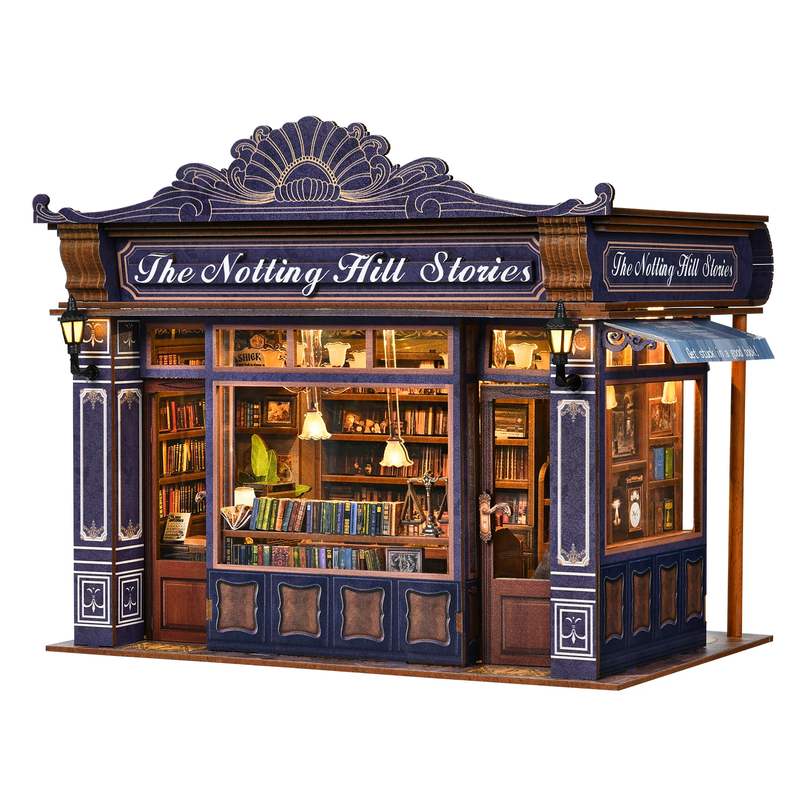 Notting Hill Buchnische 3D Holzpuzzle - DIY Liebesbuchladen Handgefertigtes Dekoratives Buchstützen-Modellbausatz für Buchliebhaber