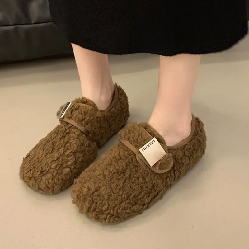 

Suede Women Flats Shoes Casual New 2025 Fashion Sneakers Trend Brand Loafers Shoes Woman Short Plush Winter Walking Zapatillas