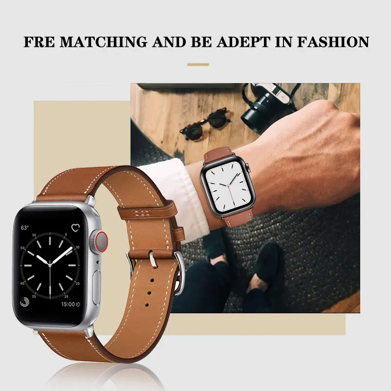 Correa de cuero para Apple watch Ultra, pulsera de repuesto para iwatch 9, 8, 7, 6, 5, 4, 3 SE, 44mm, 42mm, 40/38mm, 49mm, 8, 7, 45mm, 41mm