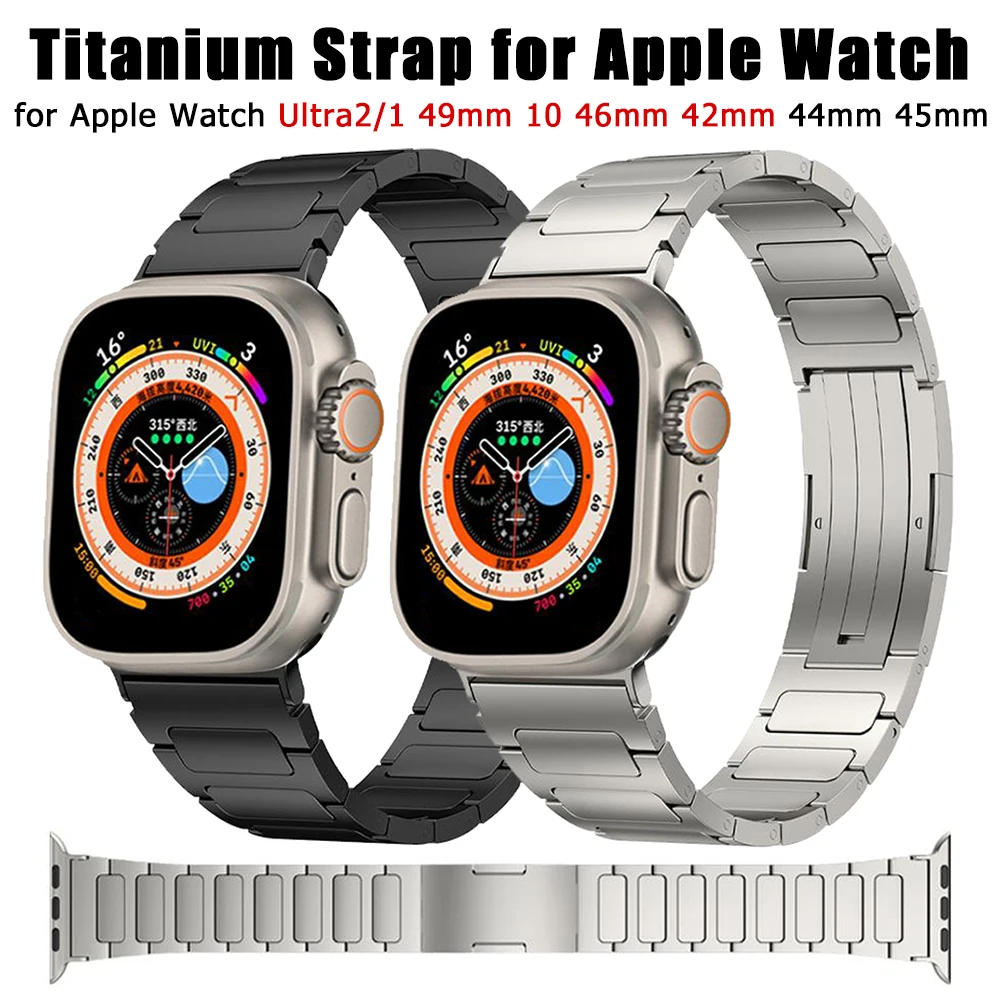 Titanium Strap for Apple Watch Ultra 2/1 49mm 10 46mm 42mm 44 45mm Business Band for IWatch Series 9 8 7 6 5 Luxury Men Bracelet