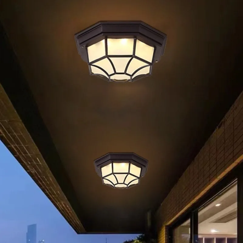 

Industrial Style Glass Ceiling Lights Balcony Aisle Human Body Sensor Retro Outdoor Waterproof and Moisture-proof Courtyard Lamp