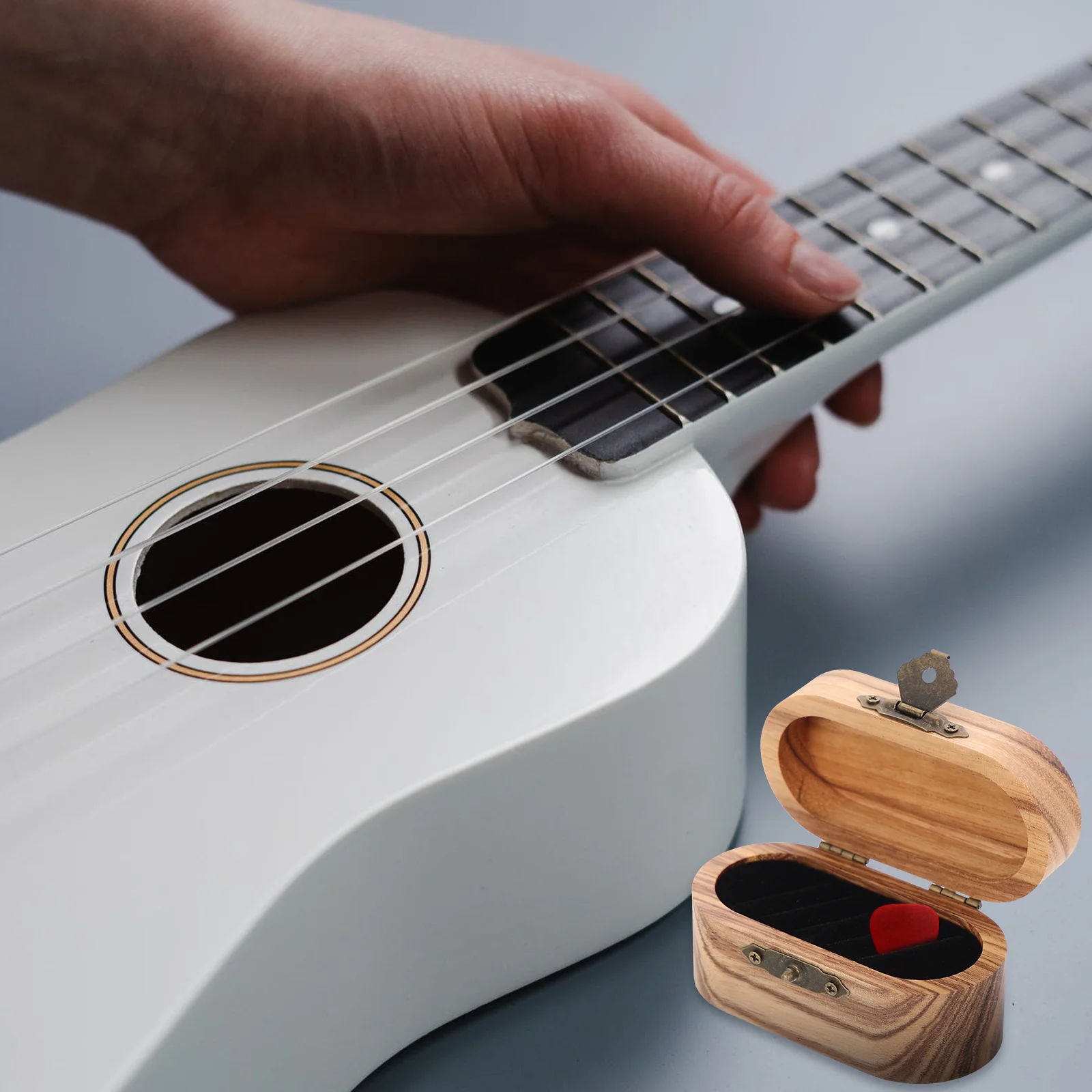 Guitar Pick Wooden Box Acoustic Holder Storage Case Plectrum Organizer Carrying Accessory Vintage Electric Drawer Container