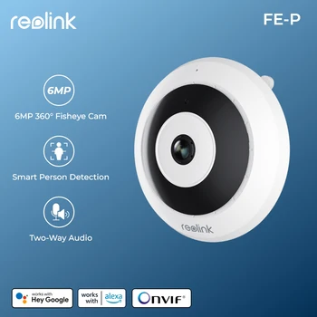 Reolink 6MP Fisheye Security PoE Camera Áudio bidirecional Detecção de movimento de pessoa, interno 360 °   Panorama, apenas modelo WiFi-WiFi de 2,4/5 GHz