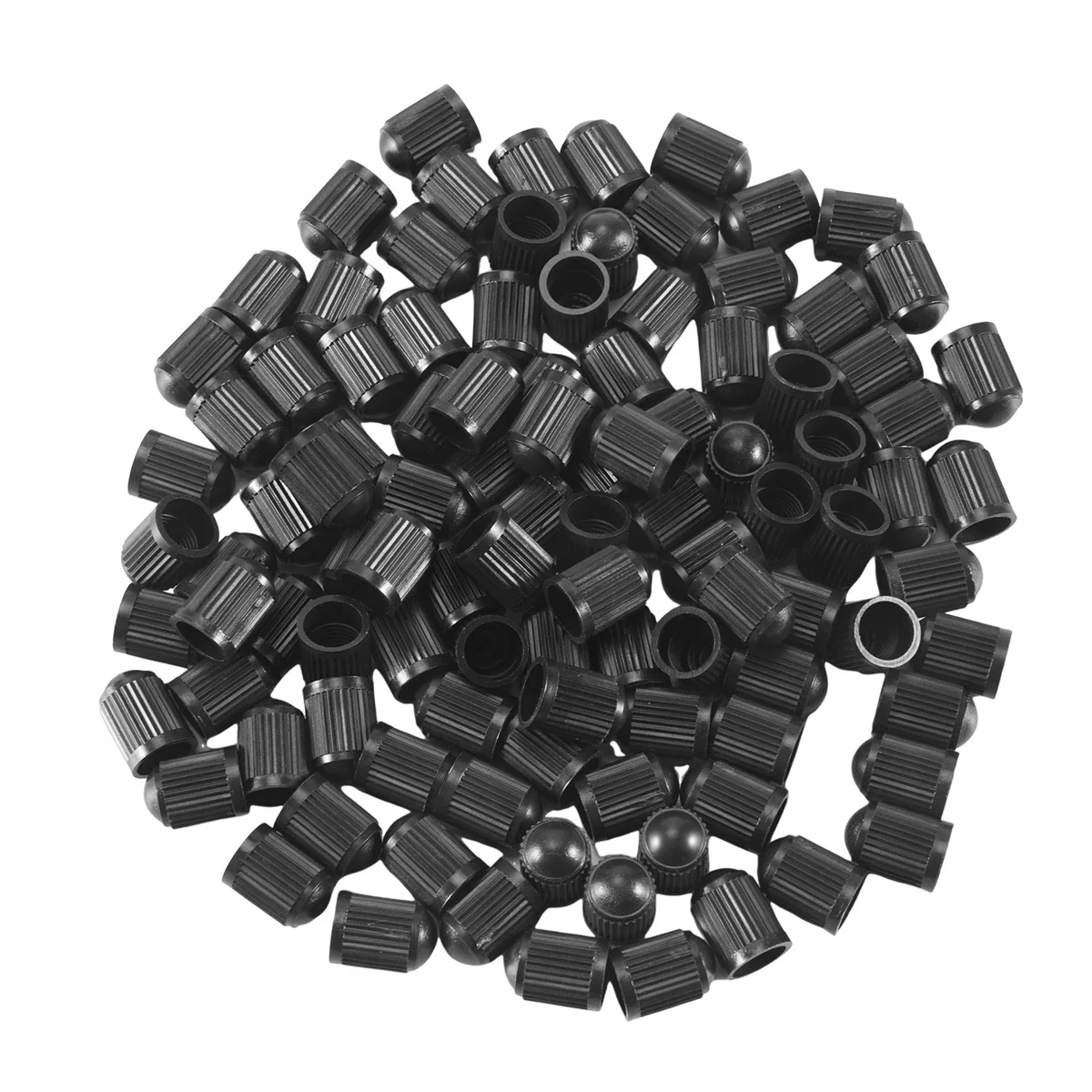 オートバイおよびトラック用の交換用バルブキャップ,プラスチック,黒色,100ユニット