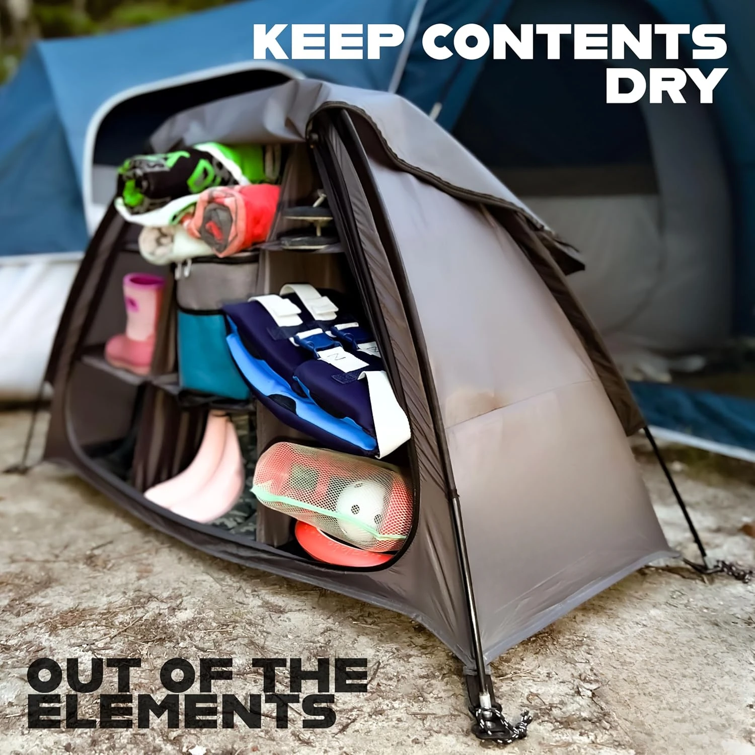 Tent Organizer, RV Shoe Organizer, Dining Tent Organizer. Organize any other Camp Gear/Accessories (Patented - Licensed)