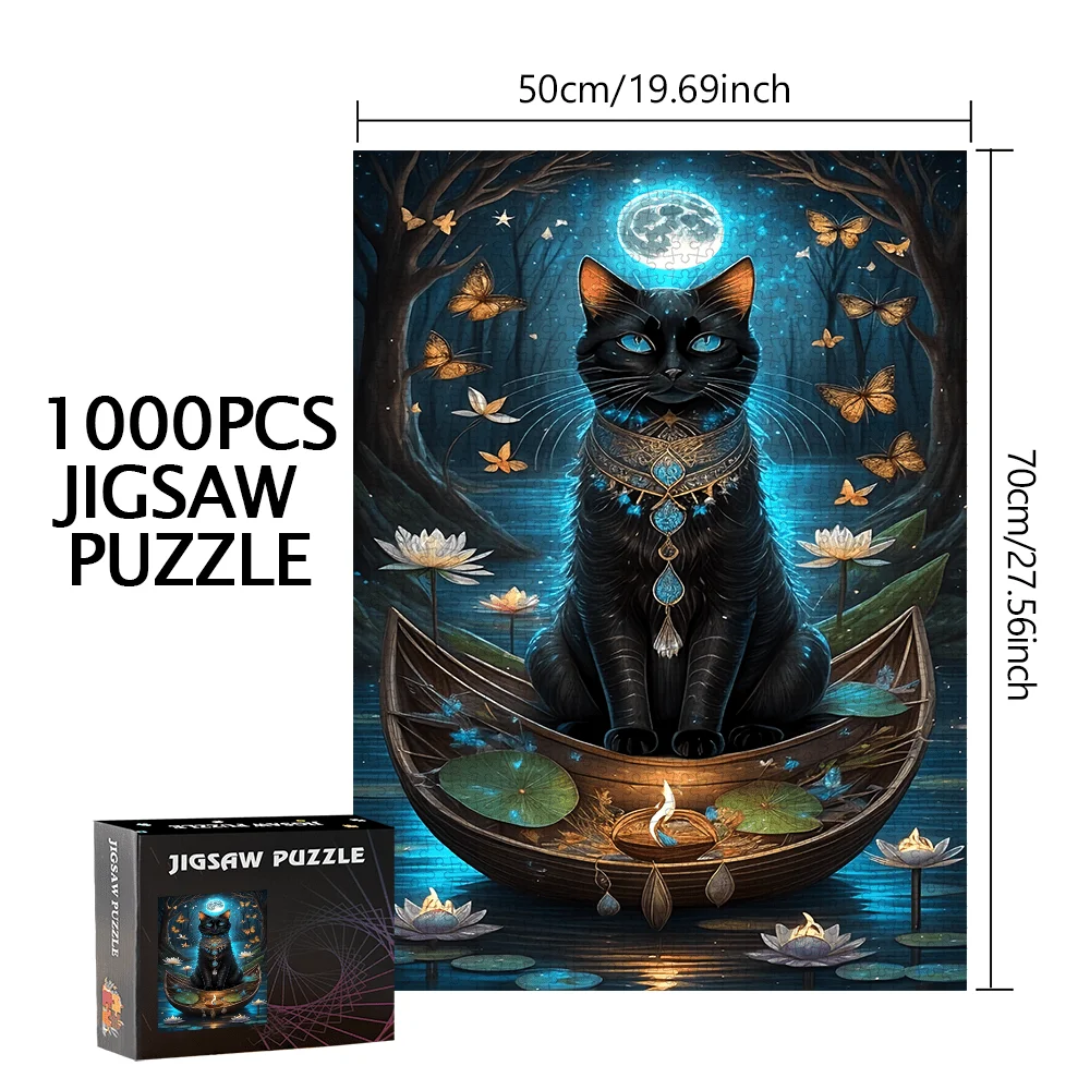 Black Cat, Ship 500 pezzi/1000 pezzi Gioco puzzle - Regali - Gioco interattivo per la famiglia - Puzzle - Decorazione per la casa - Brain Challenge Desi