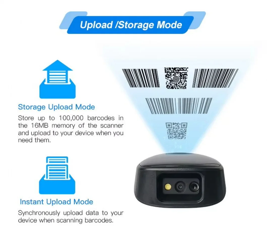 Portable Wireless Bluetooth 2D Code Reader Scanner - Global Express Warehouse Scan Gun with 300,000 Scans Capacity