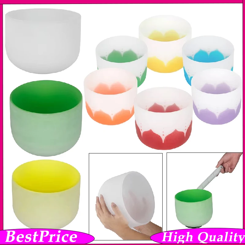 8 Inch Frosted Quartz Crystal Singing Bowl for Sound Healing Chakra Yoga Meditation - Perfect Sitting Meditation Tool