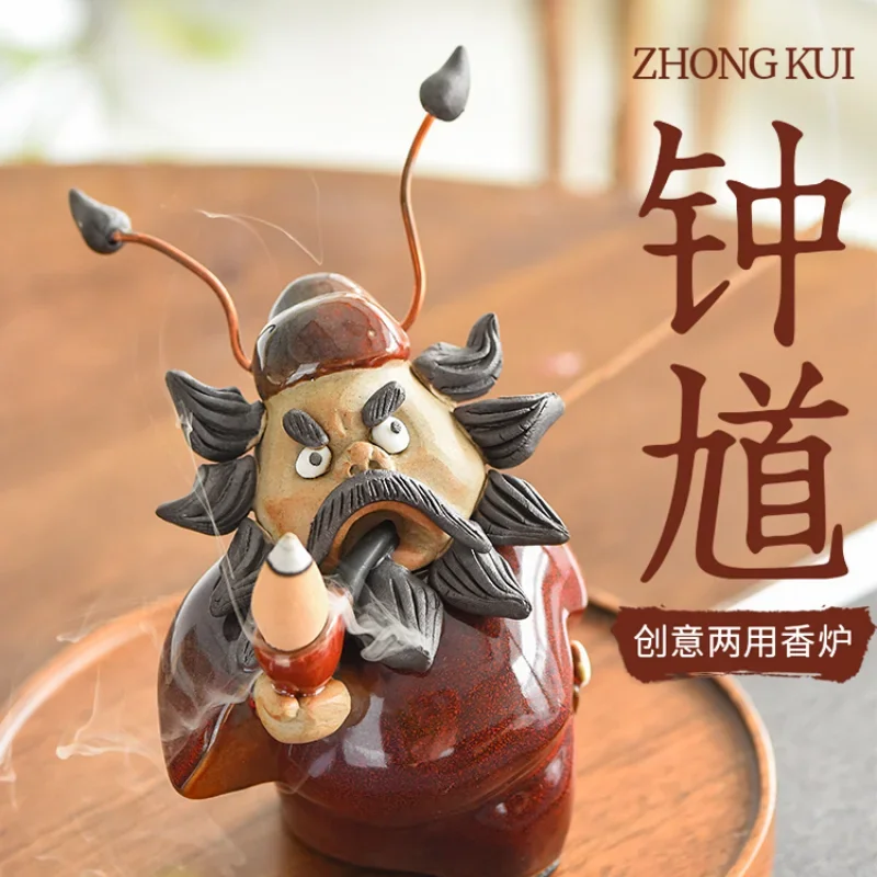 New Chinese Style Zhong Kui Decoration Incense Holder Ceramic Tea Pet Blessing Home Crafts Living Room Coffee Table Decoration