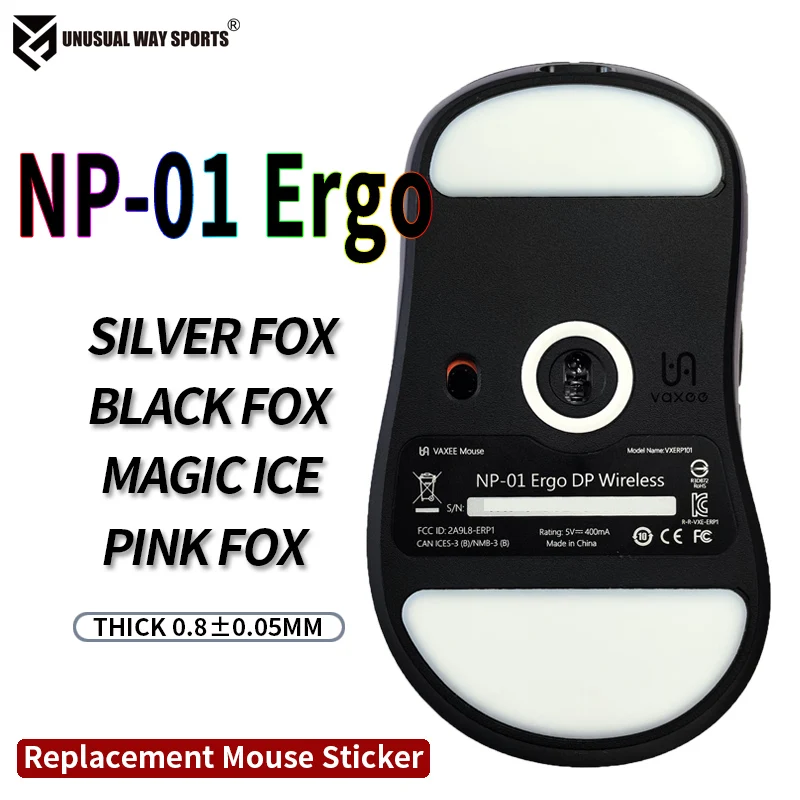 UnusualWaySports Mouse Skates Feet NP01 Ergo Cambered Surface PTFE Anti Collapse Magic Ice Pink Black Silver Fox