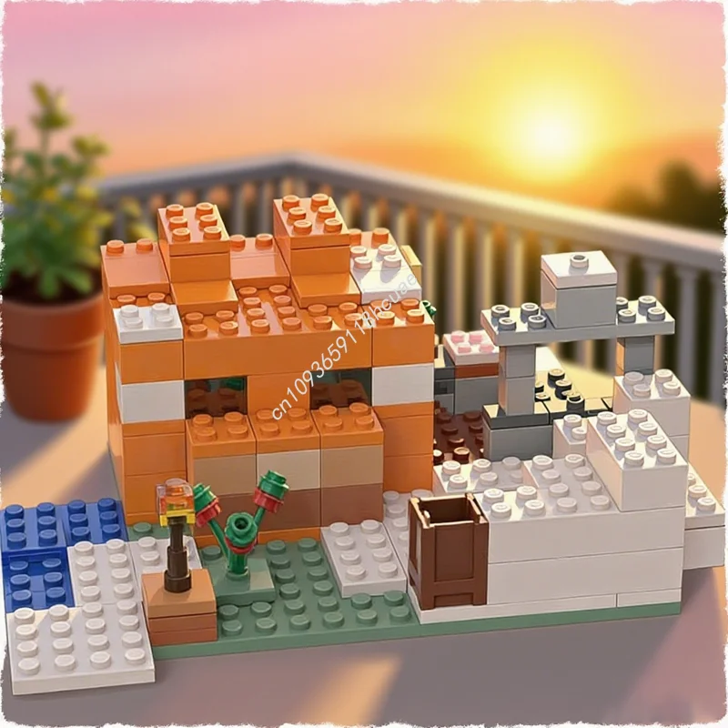 148개 MOC 마이 월드 고양이 집 대체 조립 모델 블록 장난감 크리스마스 선물 건축 DIY 조립 창의적 아이디어