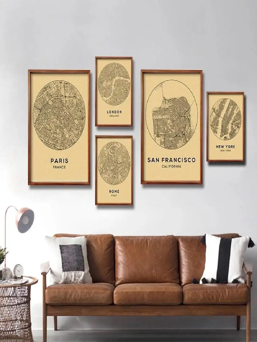 Vintage City Map Poster Set  Paris London Rome New York Boston  Retro Street Map Prints  Home Room Wall Art Decor  Travel Gift