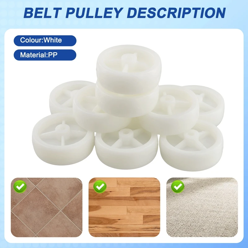 3 Inch Single Wheel Light White PP Plastic Small With Diameter 72Mm Smooth Piece Folding Bed Pulley 10Pcs