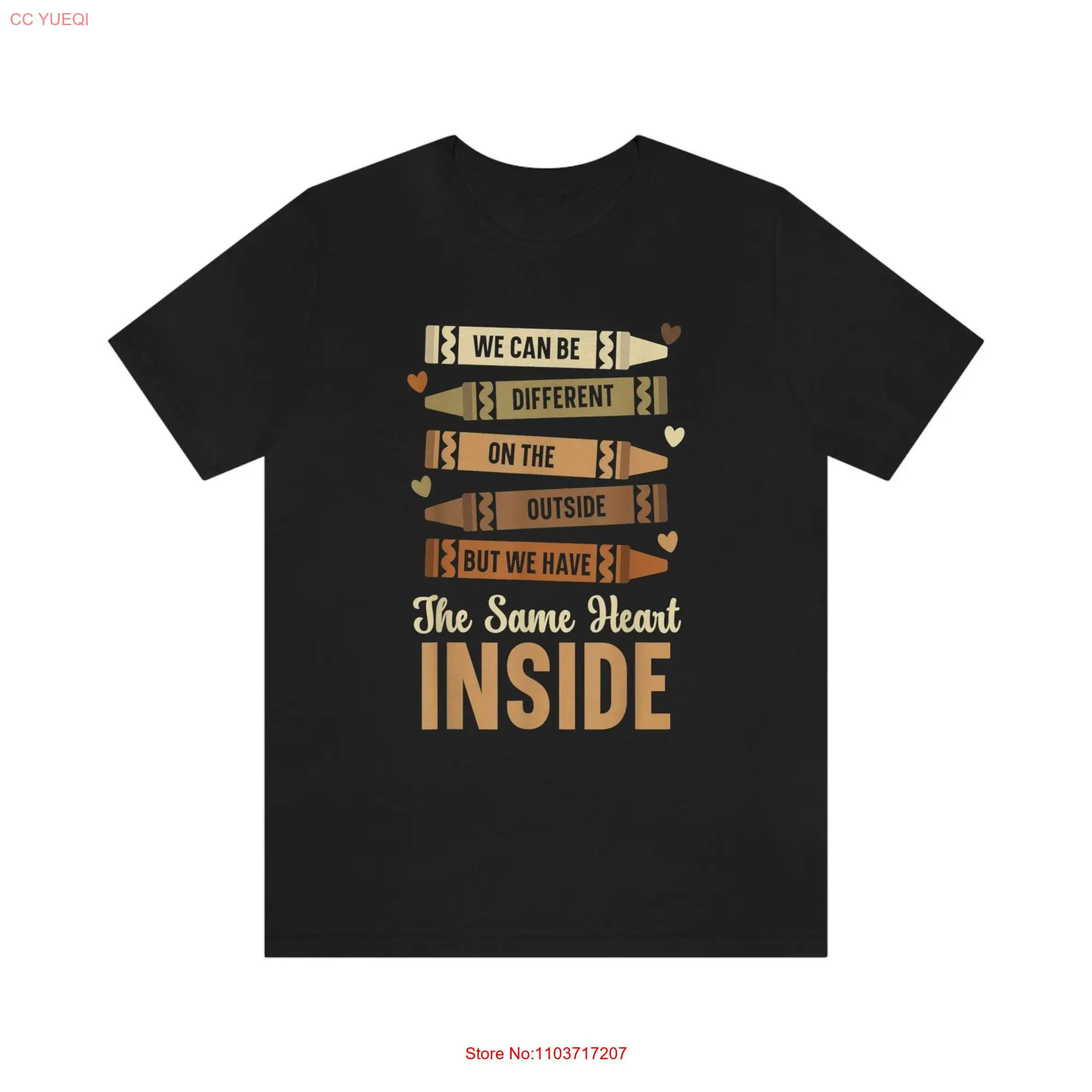 Футболка черного цвета с длинным или коротким рукавом и изображением черного сердечка внутри меланина