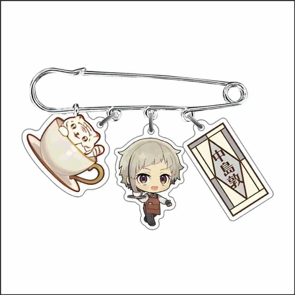 Anime BSD Wenhao Cão Selvagem Broche Pin, Bolo De Café Série Personagens, Dazai Osamu Coleção Pingente, Roupas Peito, Presente Da Jóia