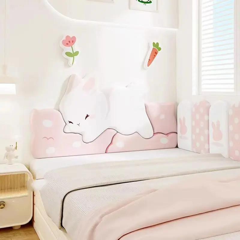 Cartoon Animal Bed Headboard Sticker Childern Bedroom Head Borad Anti-collision Wall Panel Cabezal De Cama