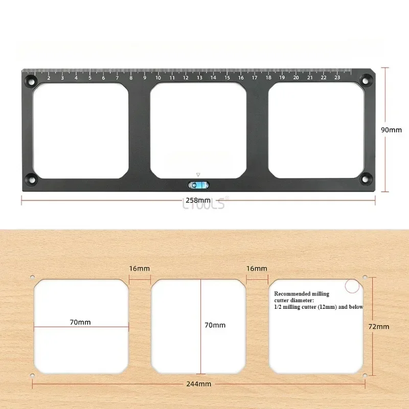 Presa interruttore modello scanalato scatola inferiore guida foro di perforazione decorazione stampo modello di punzonatura quadrato strumento di