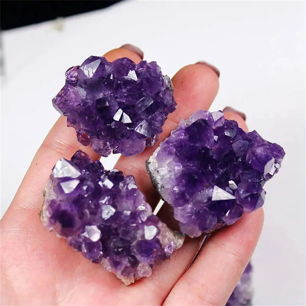 Natural Stone Purple Pink Brazilian Amethysts Crystals Cluster Druzy Geode Mineral Rock Healing Crystal Point Energy Wand Crafts