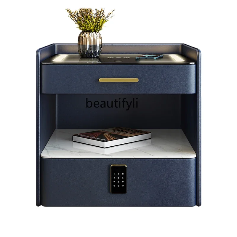 

Bedside Table Multi-Function Complete Tricolour Light Wireless Charging Password Lock Audio Cabinet