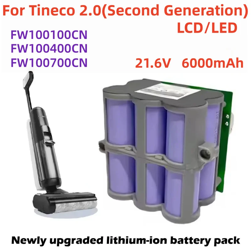 

New 21.6V 4000mAh-6000mAh Replacement Battery, for Tineco Fuwan 2.0 (2nd Generation) Steam Floor Scrubber Accessories