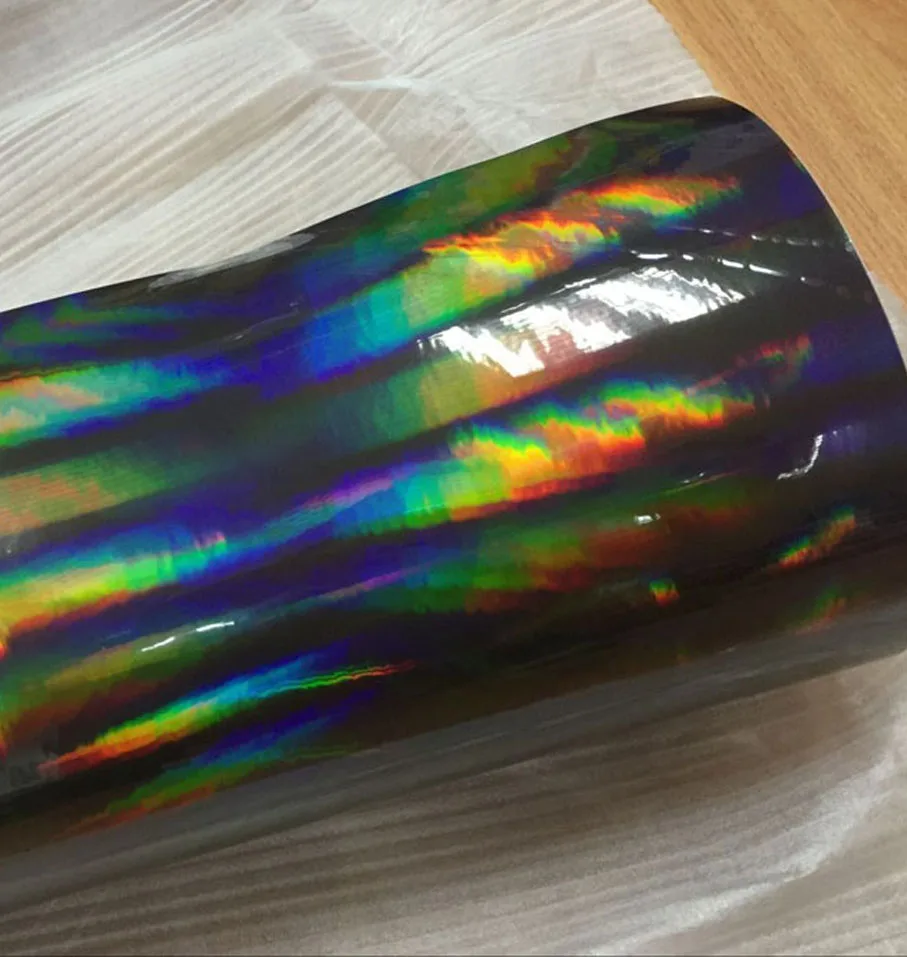 Premium Newest Silver Black Holographic Laser Chrome Vinyl Holo Film Laser Plating Car Wrap Sticker Sheet With Air Bubble Free