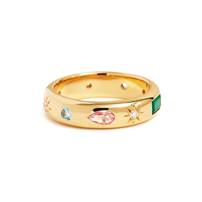 Fine Jewelry Luxury Exquisite Trendy Design Sense 925 Sterling Silver Zircon Two Sided Rings for Girls
