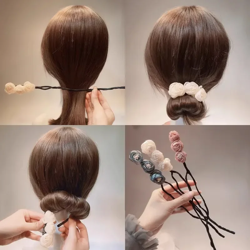 Chiffon Flower Magic Bun Curler Lazy Hair Styling Twist Maker Tools Dount Twist Hair Style Accessories Women Girls Hair Braiders