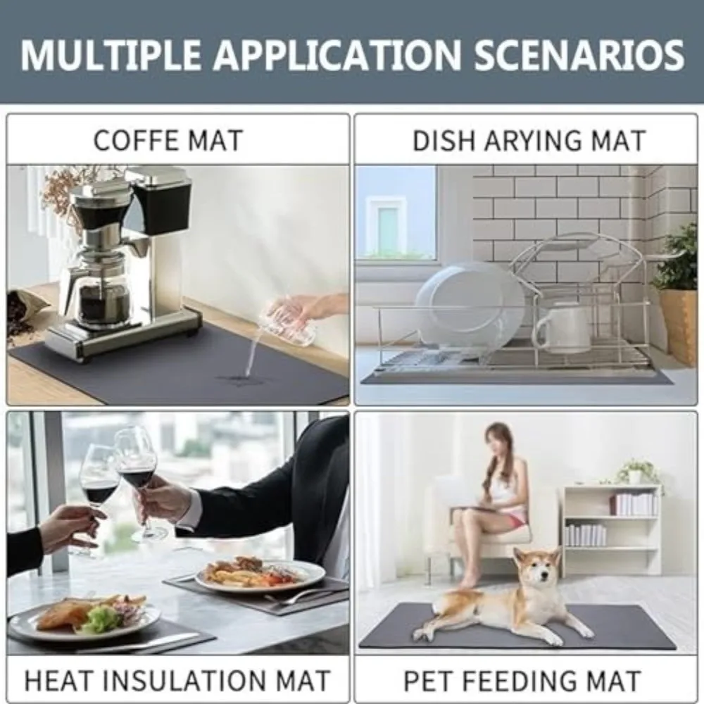 Non Slip Kitchen Drying Mat Easy Clean Quick Dry Absorbent Dish Mat Highly Absorbent Marble Look Marble Kitchen Drying Mat