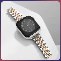 Apple Watch用ステンレススチールブレスレット,38mm, 40mm, 42mm, 44mm, 45mm, 49mm, 41mm,ピンクゴールド,iwatch 9,8,7 se用6、5ストラップ