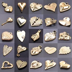 7Pcs/Lot Stainless Steel Gothic Catholic Flaming Sacred Heart Charms Punk Couple Tears Melt Lava Love Pendant Necklaces Jewelry