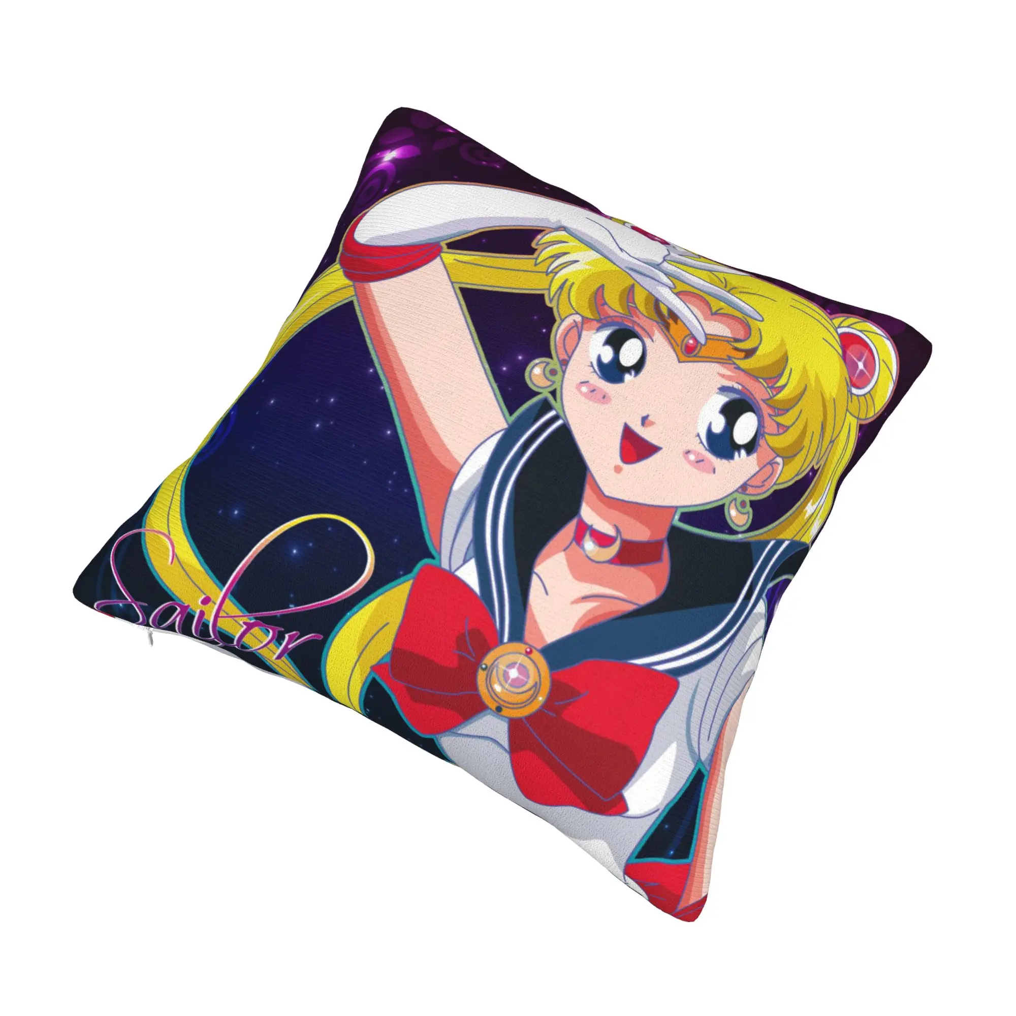 Anime Moon Girl Cushion Cover 40x40cm Japanese Shojo Sailor Manga Velvet Modern Pillow Home Decoration