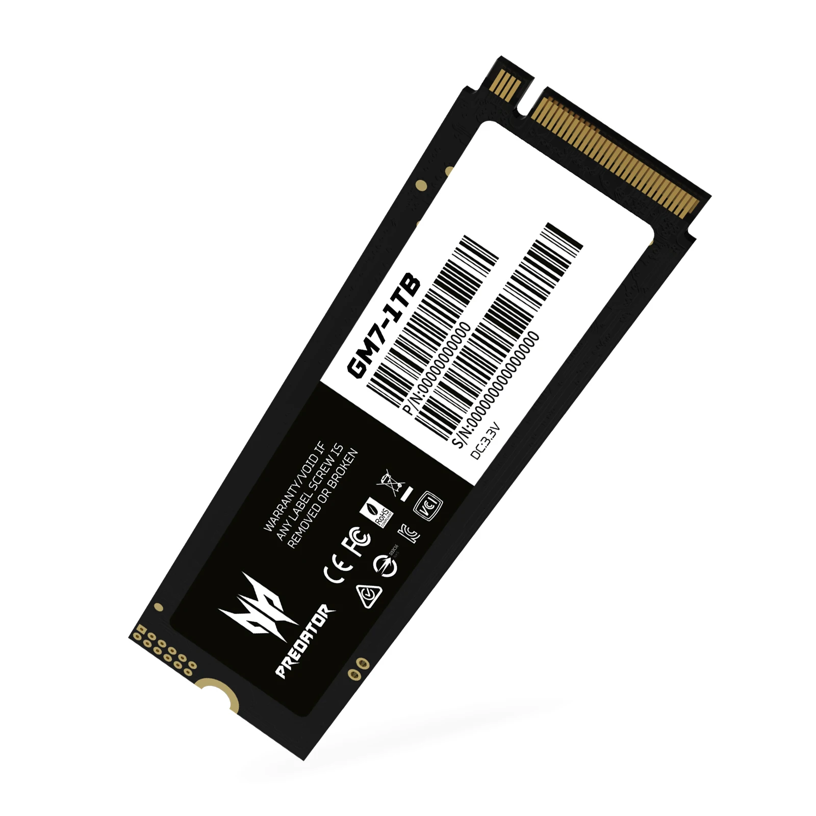محرك الألعاب ACER PREDATOR GM7 NVMe SSD، 1 تيرابايت/2 تيرابايت/4 تيرابايت M.2 2280، سرعة قراءة تصل إلى 7200 ميجابايت/ثانية، PCIe Gen4 NVMe، ألعاب عالية الأداء