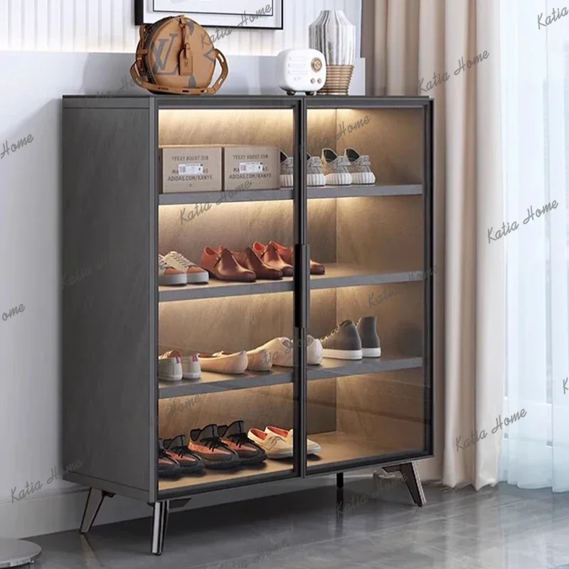 Factory Direct Gray Modern Shoe Cabinet White Design Strong Tall Modern Wood Shoe Cabinet Storage Space Saving Meuble Chaussures
