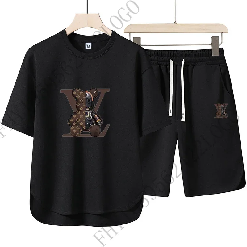 

Summer new fashion streetwear men's sportswear set: High-quality and trendy men's short-sleeved T-shirt + shorts 2-piece set