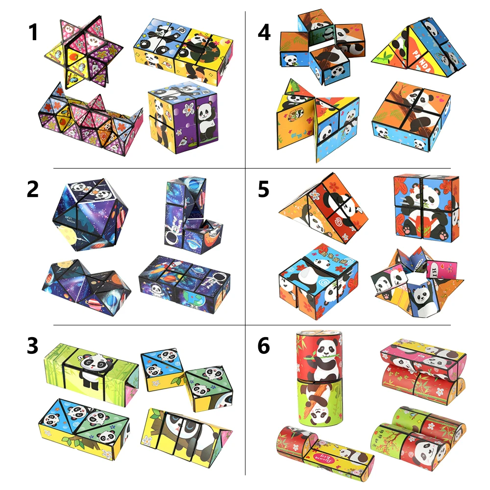 Panda Oneindige Magische Kubus Omklapbaar Decomprimeren Puzzel Driedimensionaal Klein Speelgoed Hand Flip Puzzel Speelgoed Geschenken Vorm Verschuifdoos