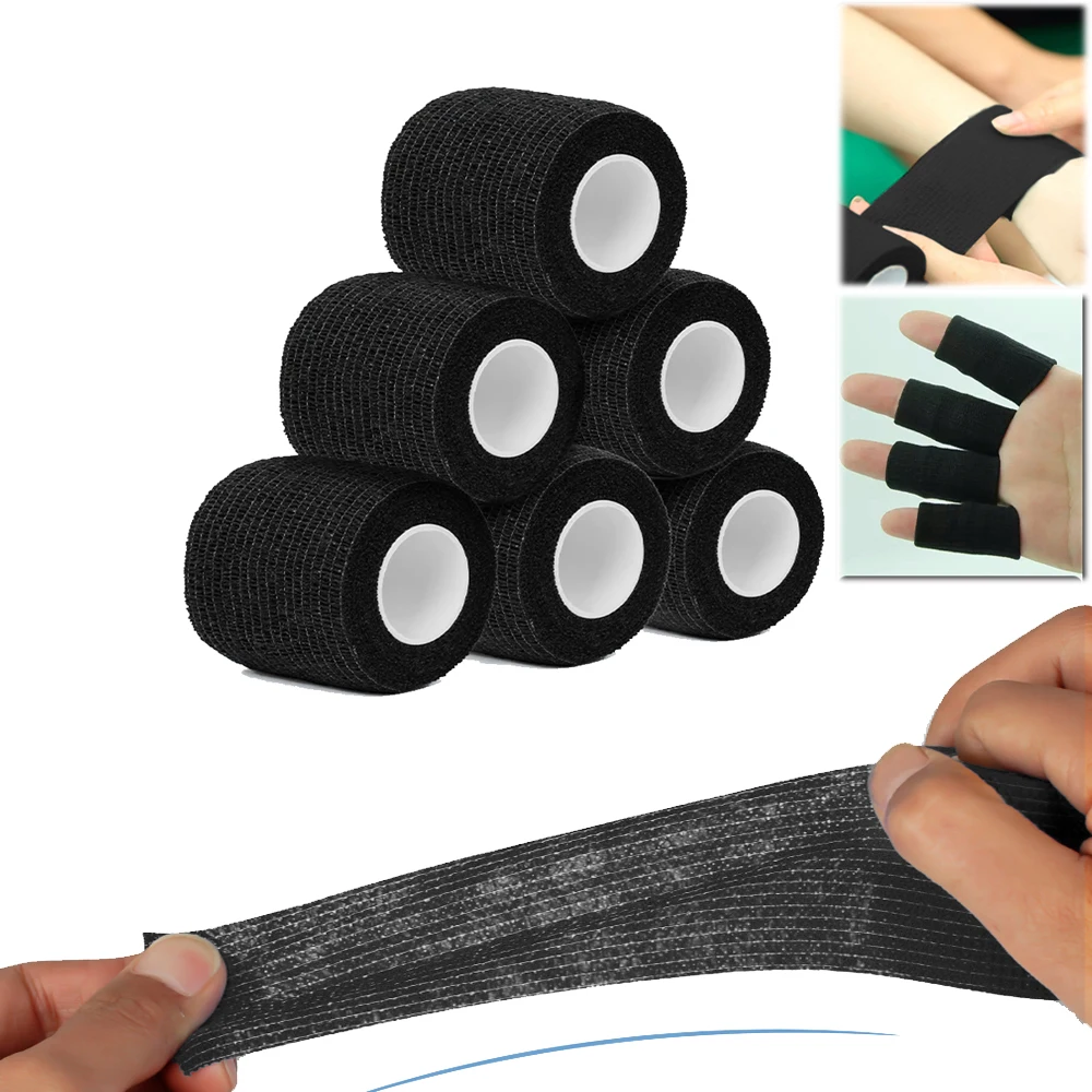 24/48pcs Non-slip Tattoo Grip Bandage Black Nonwoven Waterproof Self-adhesive Elastic Bandage Tattoo Accessories and supplies