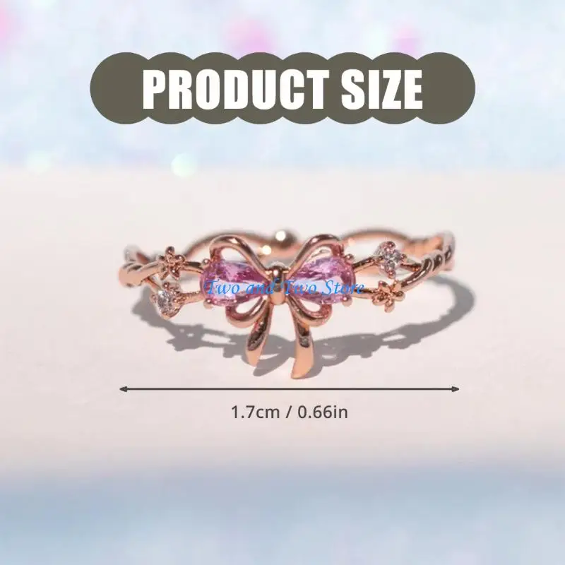 HX6F Moderne Bowknotringe Datum Schmuck Komfortable verstellbare Ringe Legierungstextur