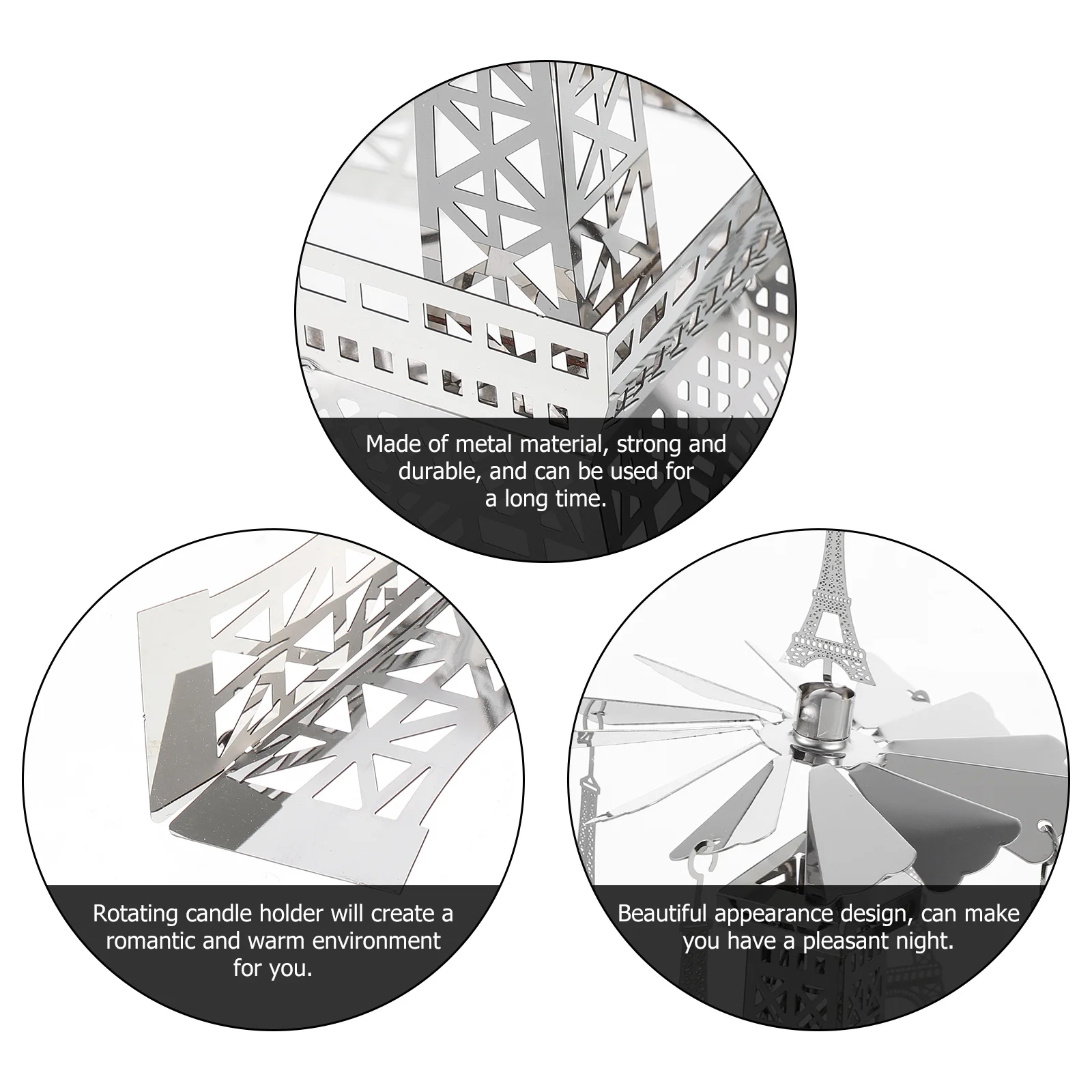 

1pc Rotating Holder Metal Tea Light Stand For Wedding Christmas Decor Dinner Table Ornament Eiffel Tower Design