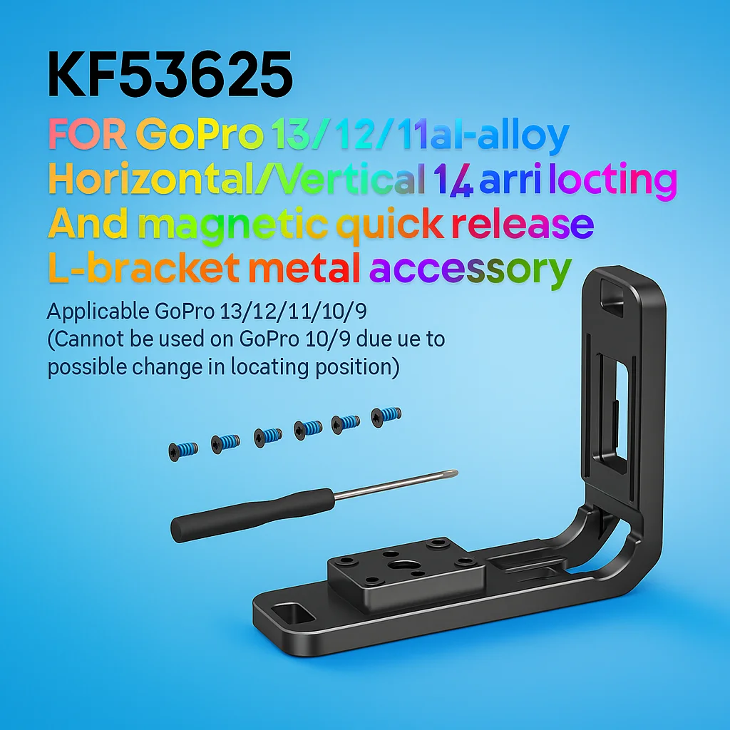 For GoPro 13/12 L Plate Magnetic Bracket, Anti-Slip Dual Buckle, 1/4 Screw, Quick Shooting Angle Change