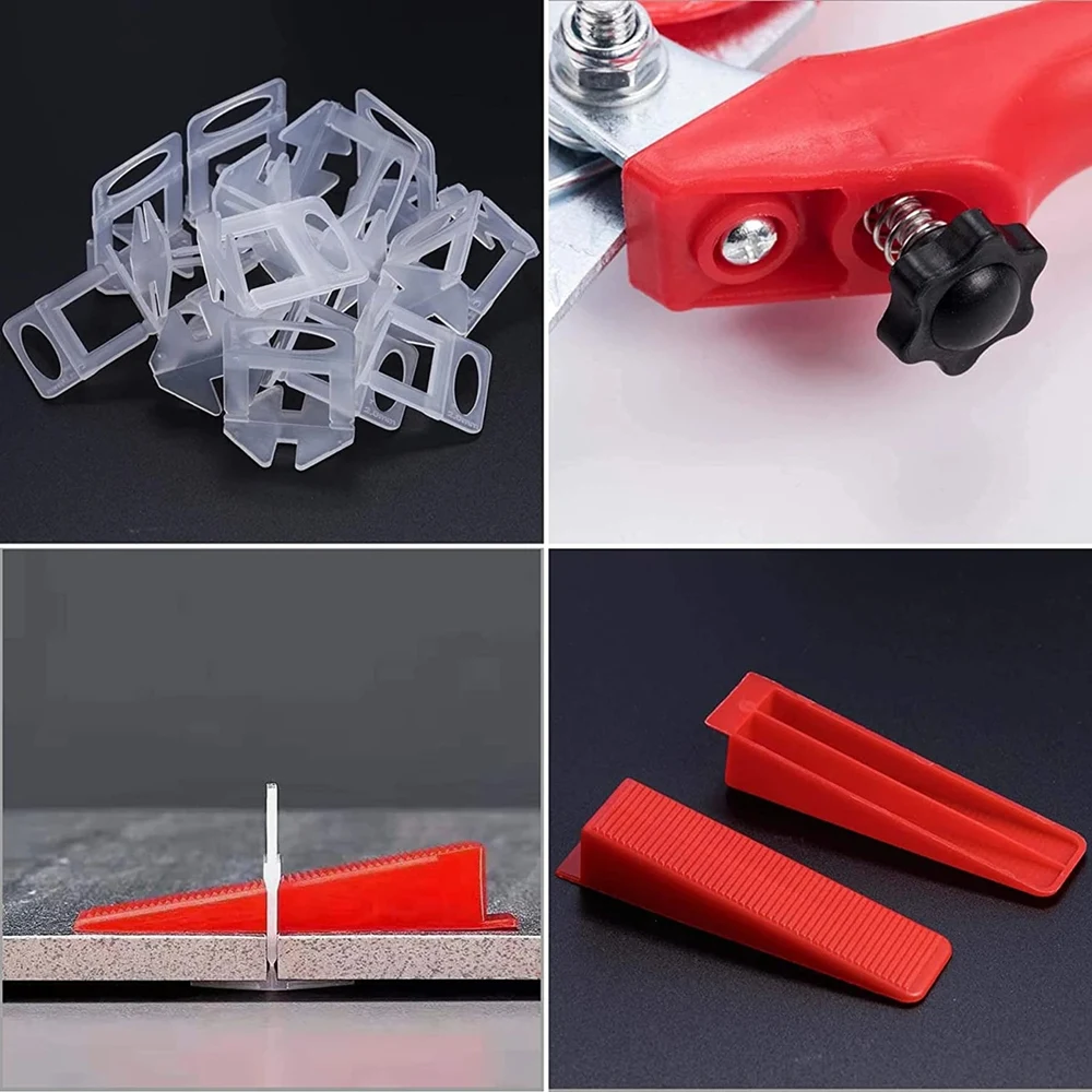 Tile Leveling Tools Set, 401Pcs Tile Leveling System, 1-3MM Hand Tools Tile Leveler, 300Pcs Plastic Clip+100Pcs Wedge+1Pcs Plier
