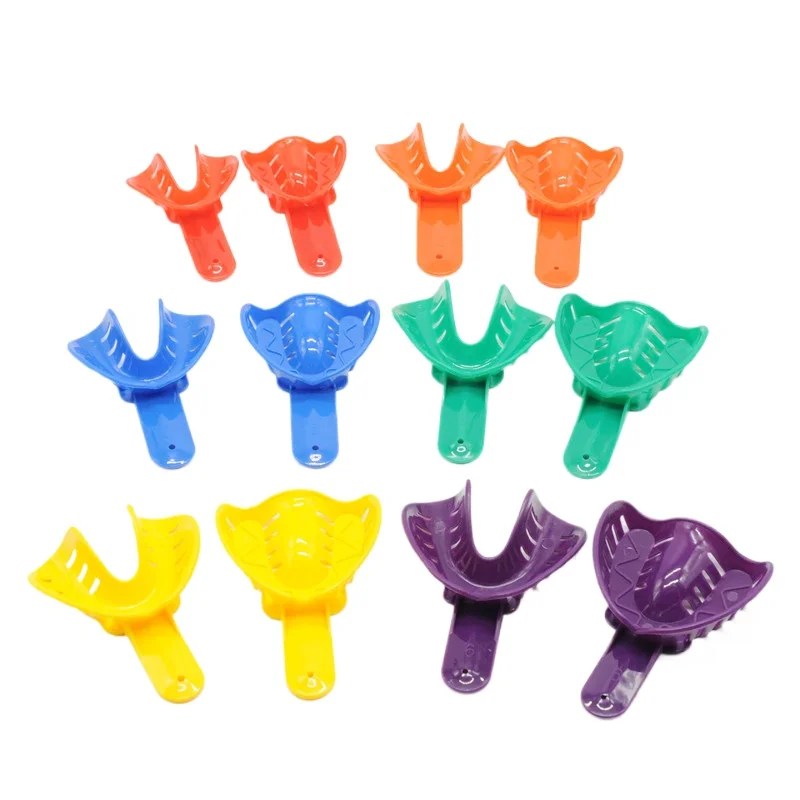 12pcs/kit Muti Color Childrens and Adults Dental Impression Trays Plastic Teeth Holder Trays Tools