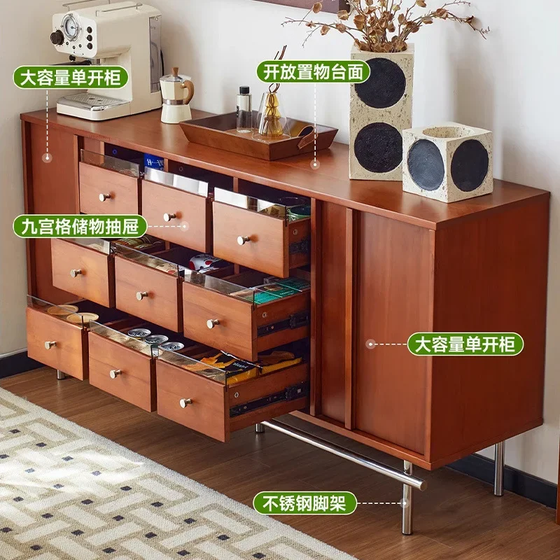 Solid wood dining side cabinet, living room locker, antique nine chest cabinet